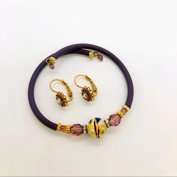 Vintage Liz Palacios Earrings & Art Glass Bracelet - Picture 9 of 13